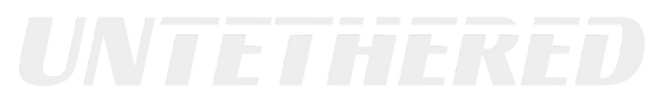 White 'UNTETHERED' text on a black background
